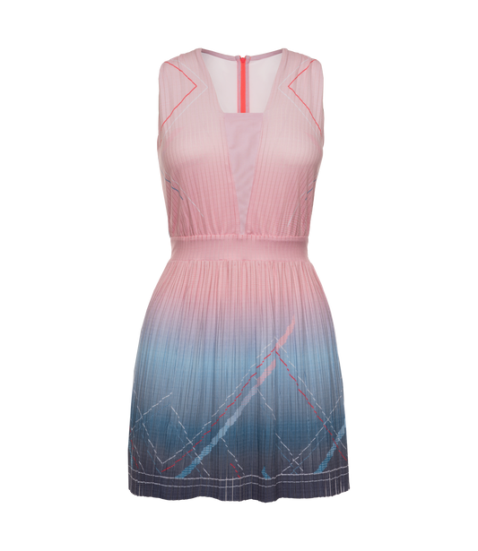 196046-466 | DEEP V PLEATED DRESS | SILVERLAKE BLUE