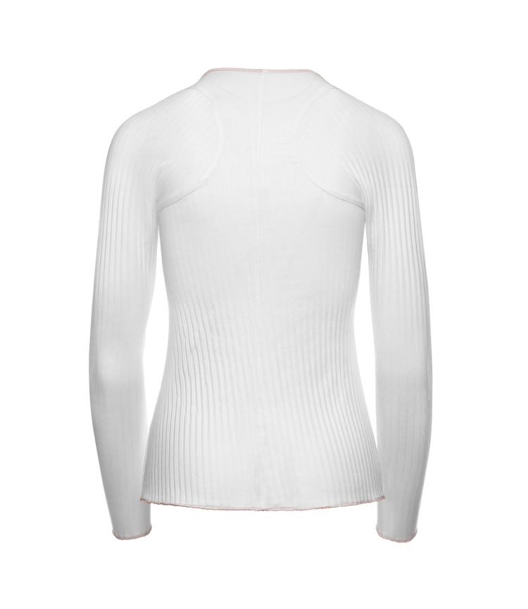 196052-100 | PLEATED L/S CREW | WHITE