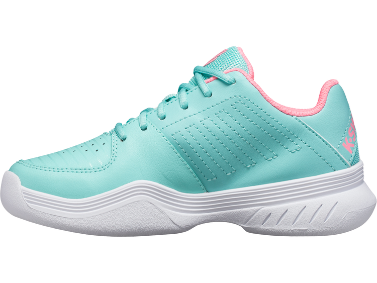 56934-437-M | COURT EXPRESS CARPET | ARUBA BLUE/SOFT NEON PINK/WHITE