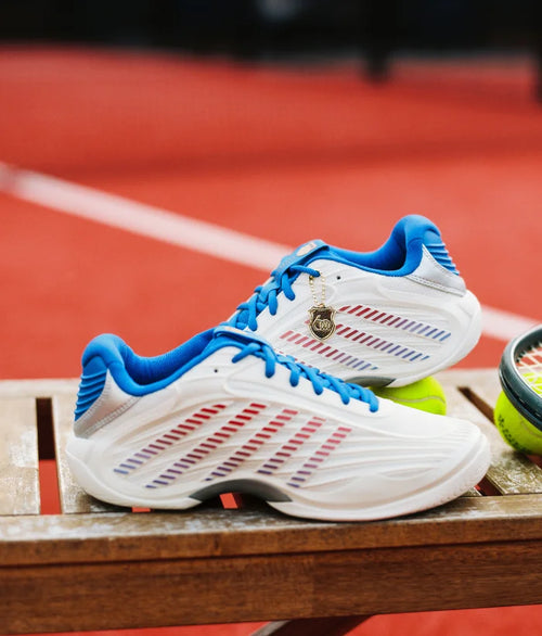 09629-104-M | HYPERCOURT EXPRESS 3 60TH | WIMBLEDON WHITE/DAZZLING BLUE/SILVER/MARS RED