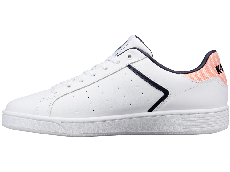 96347-145-M | WOMENS CLEAN COURT II CMF | WHITE/GRAYSTONE/PEACH NECTAR